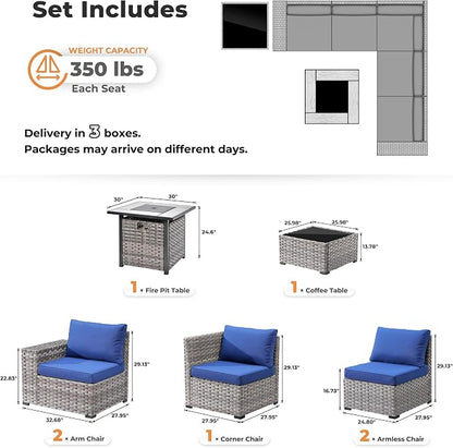 ovios 7 Pieces Patio Furniture Set, Outdoor Wicker Sectional Sofa - Image 8