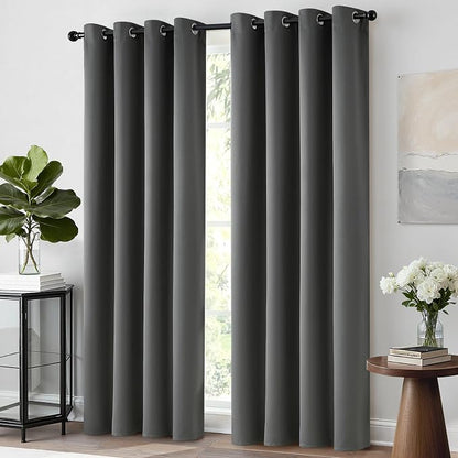 Yakamok Room Darkening Curtains 52x63 inch Length Dark Grey-Living Room | 2 - Image 2