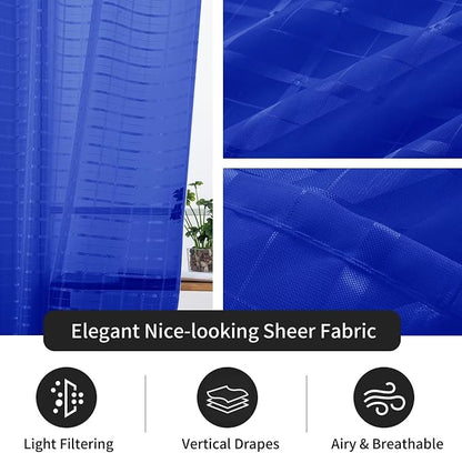 SpaceDresser Check Sheer Curtains 63 Inches Long - Image 4