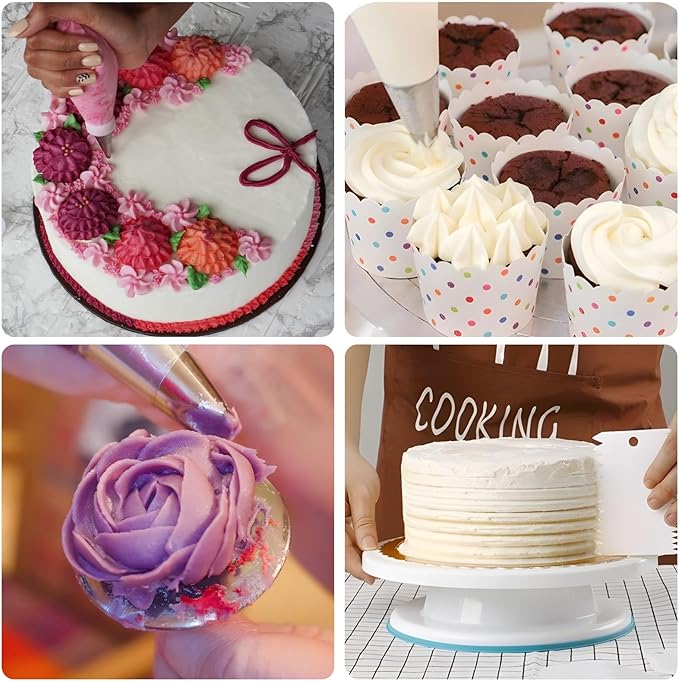 Generic Cake Decorating Kit; 83 Pieces; Pink; Flower Opening; Silicone & Stainless Steel Piping Tips