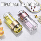 Tryteava Glass Infuser, Tryteava 3-in-1 Smart Tea Infuser, Portable Glass Double Wall Tea Infusers Bottle, with Stainless Steel Filter, Hot & Cold Brew, For Loose Leaf, Office Home (Green, 350ml)