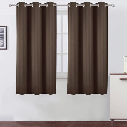 Chocolate Brown Blackout Curtains 40 x 63 Inch Length/Set of 2 Curtain by Lemomo