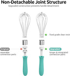 U-Taste 9" Small Egg Whisk: 18/10 Stainless Steel Kitchen Cooking Wire Balloon Wisk, Heavy Duty Metal Beater Stirrer, Manual Baking Tool with 6 Flex Wires for Hand Mixing, Blending Sauce (Aqua Sky)
