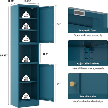 YAUWOH 2-Door Metal Storage Cabinet, Tall Slim Pantry Organizer - Image 3