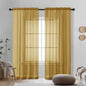 Gold Sheer Curtains 72 Inches Long 2 Panels by OVZME
