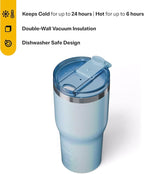 RTIC 30oz Essential Tumbler with Lid, Insulated, Stainless Steel, Metal, Double Wall Vacuum-Insulation, Ceramic Lined, Travel Cup for Iced Coffee, Tea, Hot and Cold Drink, RTIC Ice Glitter