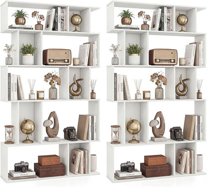 Giantex 5-Tier Bookshelves Set of 2, 10-Cube Geometric Bookcase by Giantex