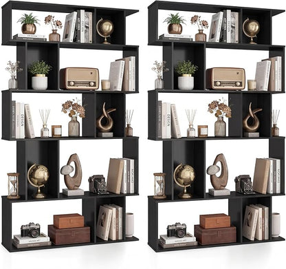 Giantex 5-Tier Bookshelves Set of 2, 10-Cube Geometric Bookcase by Giantex