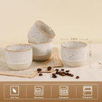 Ceramic Espresso Cups Set of 4, Double Walled Espresso Coffee Mugs for Nespresso Cups, Special glazed Demitasse Cups Expresso Coffee Cup for Espresso Machine (White)