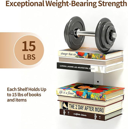 Invisible Floating Bookshelves 6 Tier, Heavy Duty Metal Book Organizer - Image 4