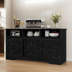 YITAHOME Buffet Cabinet with Drawers, 59" Large Sideboard Buffet Storage Cabinet with Shelves and Doors, Modern Farmhouse Coffee Bar Station Wood Kitchen Table for Kitchen, Dining Room, Black