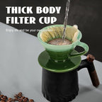 Ceramic Coffee Dripper Filter 02-4Cup Pour Over Coffee Dripper, 60 Angle Cone Ceramic Hand Brew Coffee Cup Retro Filter Set Reusable Portable Coffee Maker (Green)