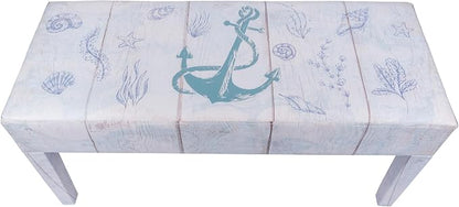 Indoor Coastal Bench Faux Leather Anchor Design - Image 5