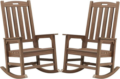 Psilvam Outdoor Rocking Chair Set of 2, Poly Lumber Oversized Rocking Chair by PsilvamGardenFurniture