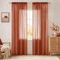 MIULEE Boho Fall Terracotta Linen Textured Sheer Curtains 54W×90L 2 Panels | by MIULEE