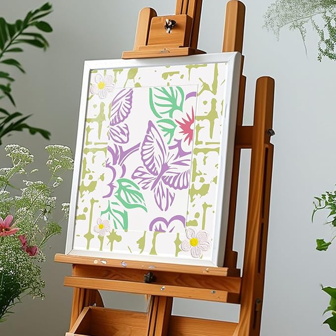 Yazhiji 8PCS Geometric Stencils for Painting, Reusable Large Size Geometric Painting Stencils Abstract Layering Stencil for Painting on Wood Canvas Furniture Wall Floor Decor Drawing DIY Art Supplies
