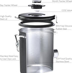 Large Coffee Canister – Airtight Stainless Steel Storage Container with Date Tracker & Scoop, Sealed Jar for Grounds, Beans, Tea, Flour, Cereal, and Sugar (Gray Home, 38OZ)
