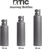 RTIC 26oz Journey Bottle for Water, Metal Stainless Steel Vacuum Insulated, BPA Free, Reusable, Hot and Cold Drinks, Travel, Sports, Camping, Graphite