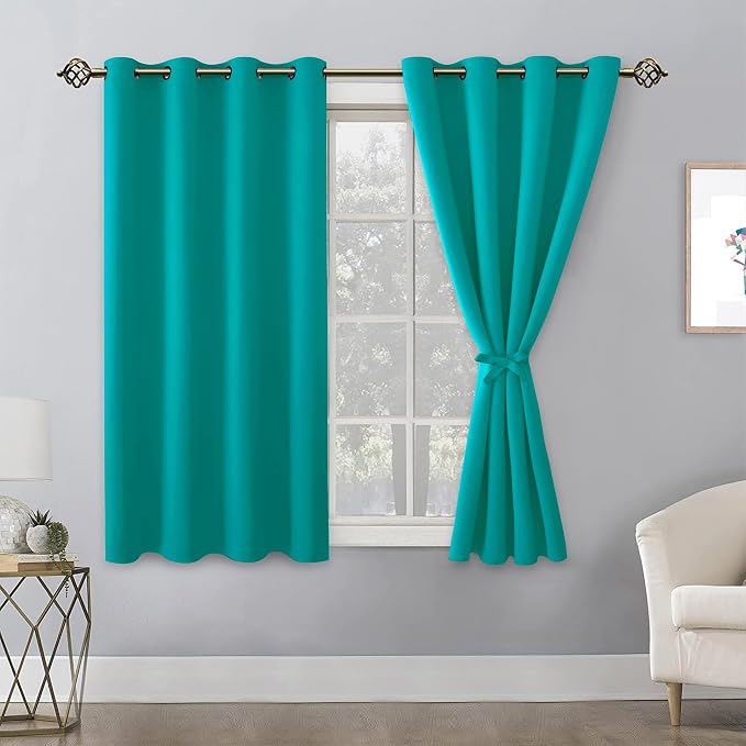 Blackout Curtains for Bedroom, Peacock Teal, 52 x 45 Inch, 2 Panels | Thermal - Image 8