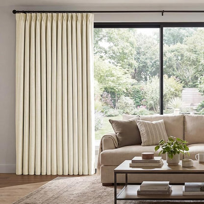 Pinch Pleated Linen Curtains 100% Blackout 108 Inches Long by AUSSPVOCT