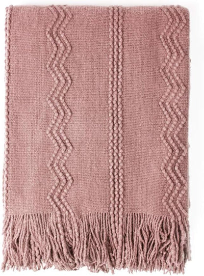 BOURINA Coral Pink Throw Blanket 50 x90 Inches Textured Solid Soft Sofa Throw by BOURINA