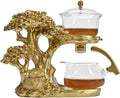 Glass Teapot Set with Infuser Semi Automatic Tea Set Magic Teapot (Tree - golden)