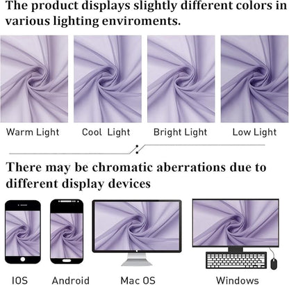 Lavender Sheer Curtains 96 Inches Long 2 Panels Set, Light Filtering Solid - Image 7