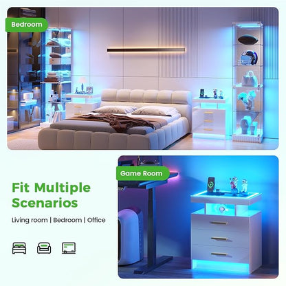 HNEBC LED Nightstand with Charging Station, Smart Bedside Table with Motion - Image 7