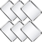 6 Pcs Baking Sheet Pan Set 9 x 6.7 x 1 inches Cookie Sheet Small Toaster Oven Pans Stainless Steel Tray Barbecue Grill Pan Rectangle Trays Oven, Non-stick, Easy Clean