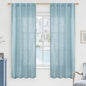 Stone Blue Semi Sheer Window Linen Curtains 63 Inch Length | Soft Thick by LAMIT