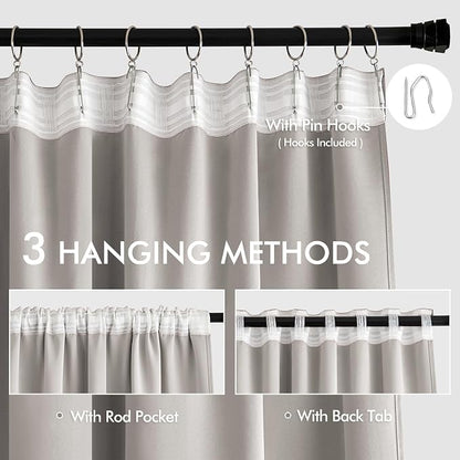 MIULEE Cobblestone Back Tab Blackout Curtains 52x63 Inches Long 2 Panel Set | - Image 4