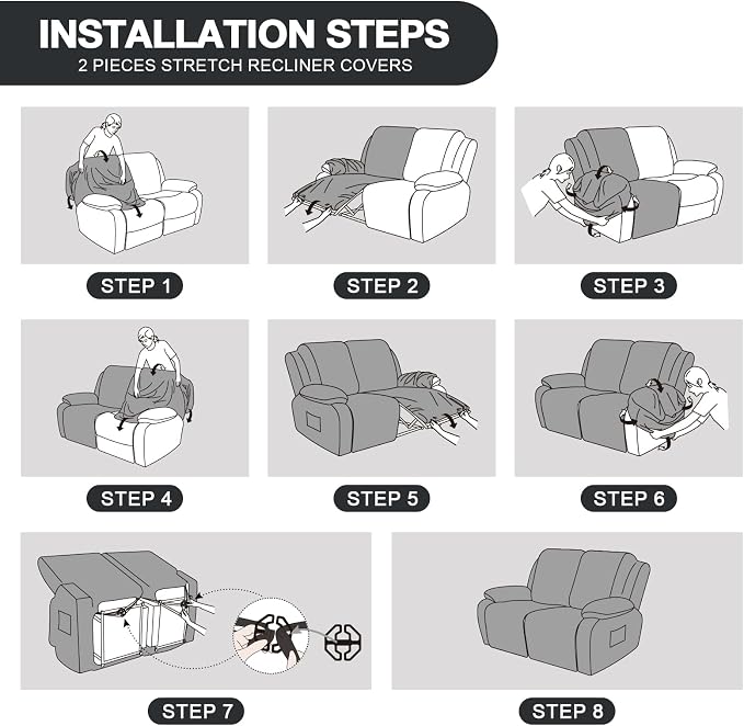 Timeles Recliner Covers Recliner Loveseat Covers Reclining Couch Covers Sofa - Image 6