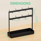 Coffee Mug Holder with 16 Movable Hooks, Metal Coffee Cup Holder for Countertop, 2 Tier Mug Rack with Storage Shelf for Kitchen Office Coffee Mug Rack