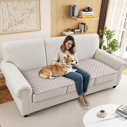 Dog Couch Cover for Sofa 100% Waterproof Faux Linen Sofa Covers for 3 Cushion - Image 2