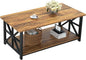 GreenForest Coffee Table with Round Corner, Farmhouse Center Table with 2-Tier by GreenForest