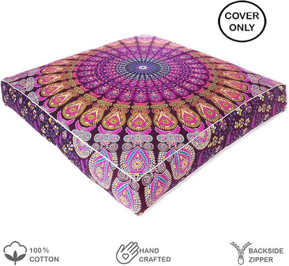 Mandala Floor Pillow Cover Meditation Cushion Seating Throw Hippie Round - Image 2