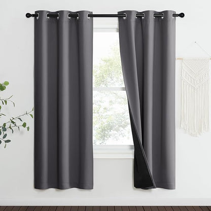 NICETOWN Grey Full Shade Curtain Panels, Pair of Thermal Insulated & Energy - Image 2