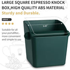 Large Square Knock Box Shock-absorbent Knock Box Espresso with Removable Knock Bar and Non-Slip Base Espresso Accessories for Home/Office (Large Green Knock Box with Tamper Mat)