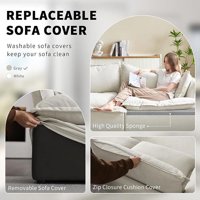 6 Seat U Shape Modular Sectional Couch Sofa - Image 5