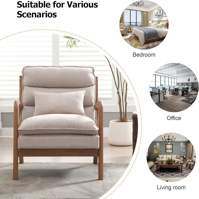 INZOY Accent Chairs Set of 2, Mid Century Modern Accent Chair - Image 7