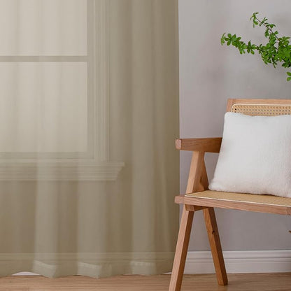 Taupe Sheer Curtains 72 Inch Length 2 Panels, Light Filtering Soft Solid Voile - Image 8