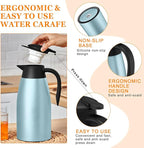 Norme 2 Pcs Thermal Coffee Carafe Insulated Stainless Steel Coffee Carafe for Hot Liquid Vacuum Thermal Pot Creamer Pitcher Dispenser with Brushes Keeping Hot Water Milk(Blue)