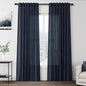Vintage Blue Linen Curtains 84 Inch Length 2 Panels Set by Nanspring