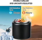26oz Soup Thermo for Hot Food Kids with Buckle Lid Insulated Vacuum Food Jar Wide Mouth Leakproof Stainless Steel Lunch Container (Black)