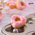 Heart Donut Pan, 6 Cavity Donut Mold Heavy Duty Steel Non-stick Heart Shaped Bund Pans Pattern Doughnut Bakeware for Oven Baking (Champagne Gold)
