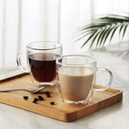 CNGLASS Large Double Wall Glass Coffee Mug 17 oz,Insulated Glass Coffee Cups with Handle,Set of 1