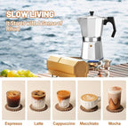 3 Cup Aluminum Espresso Stovetop Moka Pot Express Coffee Maker Percolator Italian Classic Mocha Coffee Machine for Italian and Cuban Cafe Brewing for Home & Camping 150ml 5oz