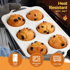 FUNBAKY Jumbo Muffin Pan Silicone with Metal Frame, 3.5 Inch Large Silicone Muffin Pan 1 Pack Confetti
