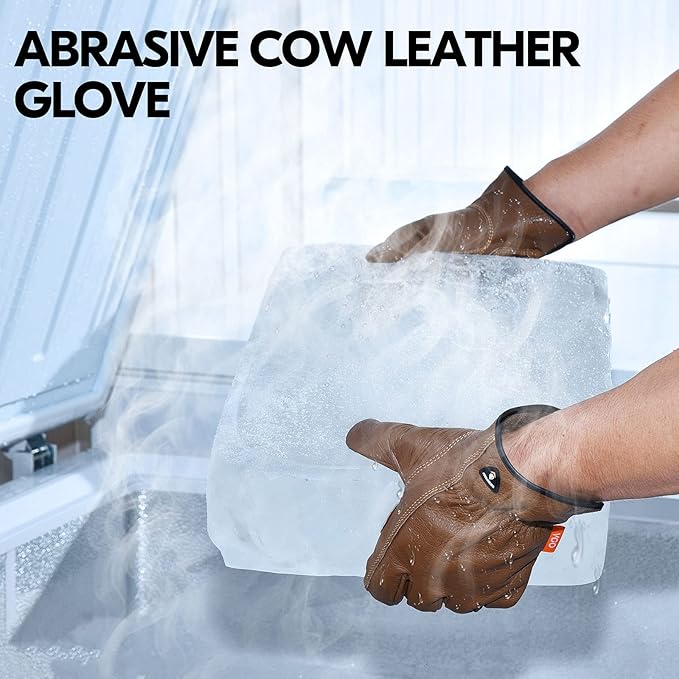 Vgo... 1-Pair Unlined Safety Cow Grain Leather Work Gloves Men, Rigger Gloves, Builder Gloves, Water Resistant, Palm Patched (Size XL, Brown, CA9597WP)