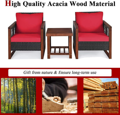Tangkula 3 Pieces Patio Wicker Furniture Set, Rattan Outdoor Sofa Set - Image 8